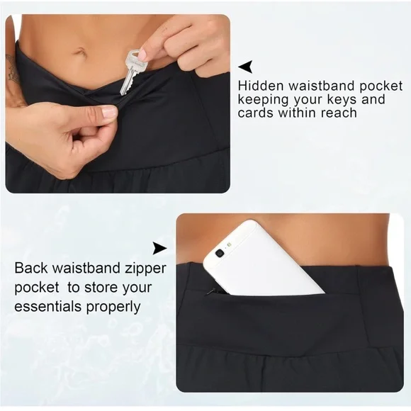 The Gym People | Black High Waisted Athletic Shorts | Pockets, Quick Dry - Picture 4 of 8